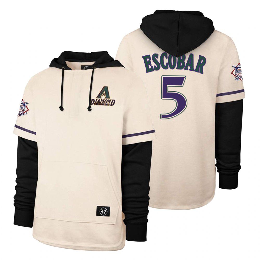 Men Arizona Diamondback #5 Escobar Cream 2021 Pullover Hoodie MLB Jersey->arizona diamondback->MLB Jersey